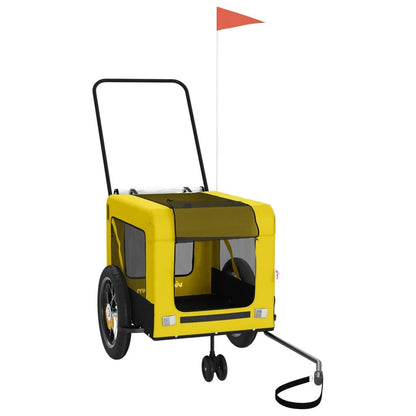 Vidaxl Remolque Bicicleta Mascotas Hierro Tela Oxford Amarillo Negro_0