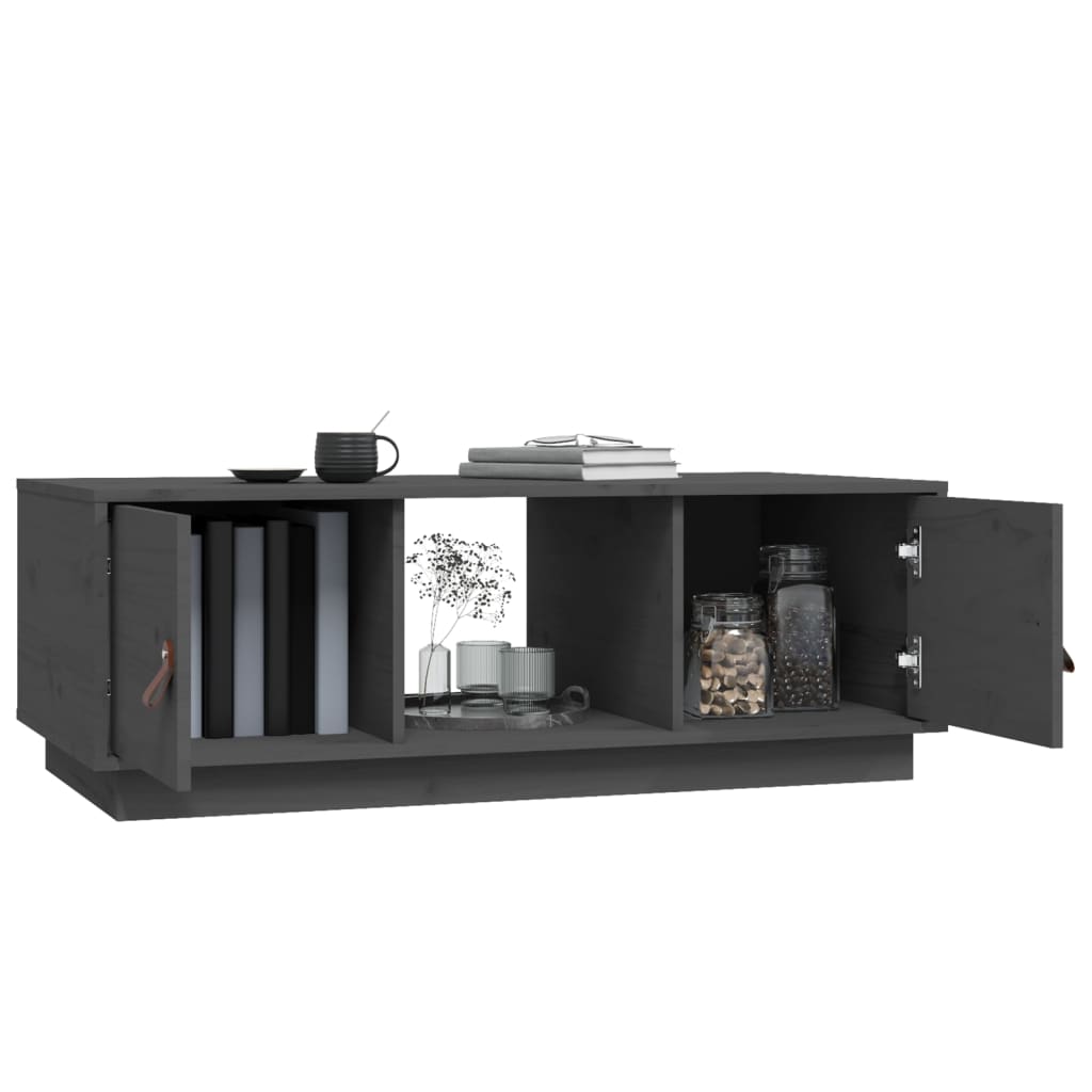 Mesa De Centro De Madera Maciza De Pino Gris 100x50x35 Cm_3