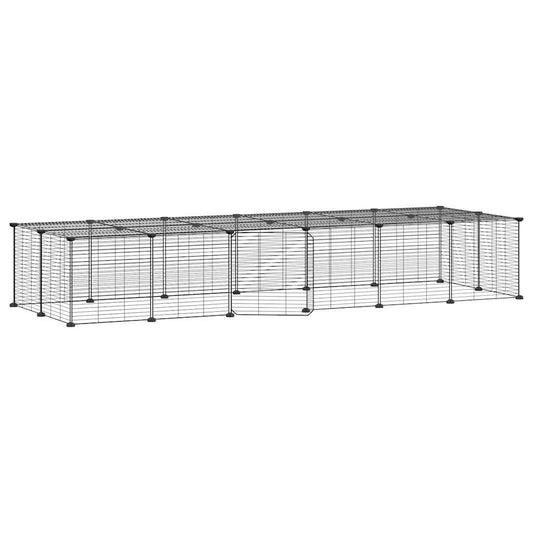 Vidaxl Jaula Para Mascotas De 28 Paneles Puerta Acero Negro 35x35 Cm_0