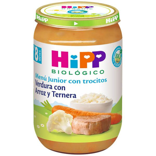 Tarrito de verdura con arroz y ternera bio +8 meses HiPP 220 g