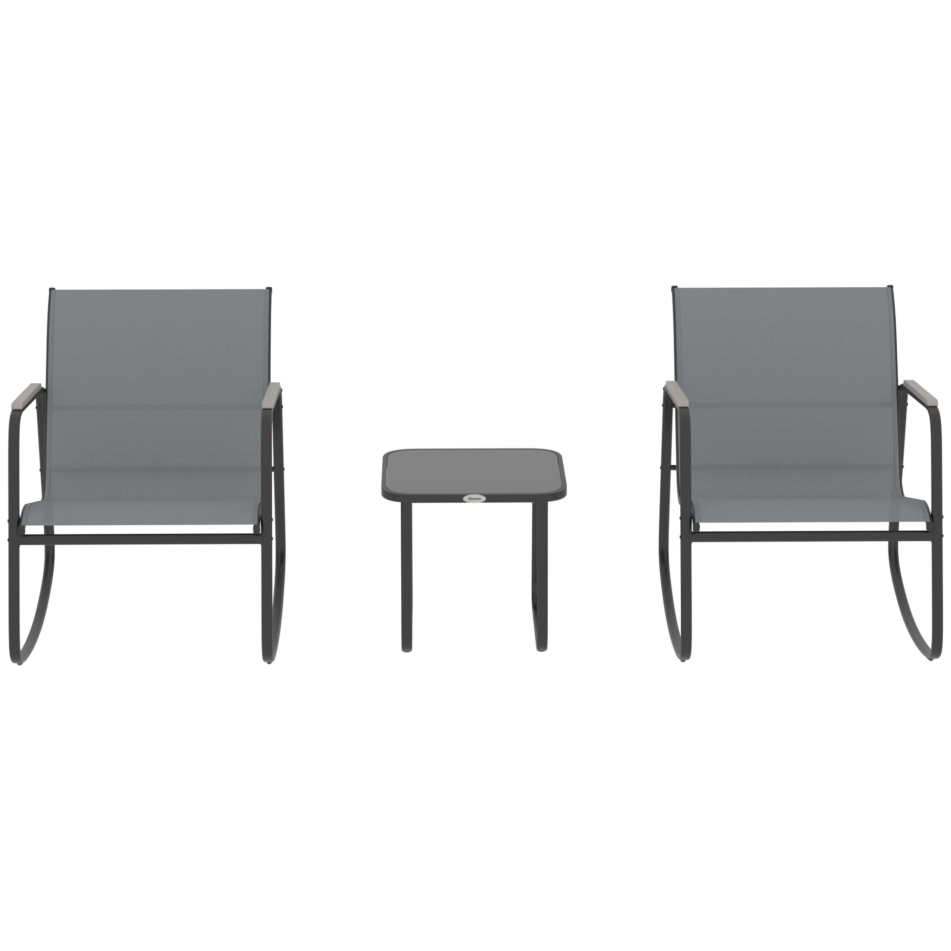 Outsunny Conjunto De Mesa Y Sillas De Terraza Exterior De 3 Piezas Gris_4