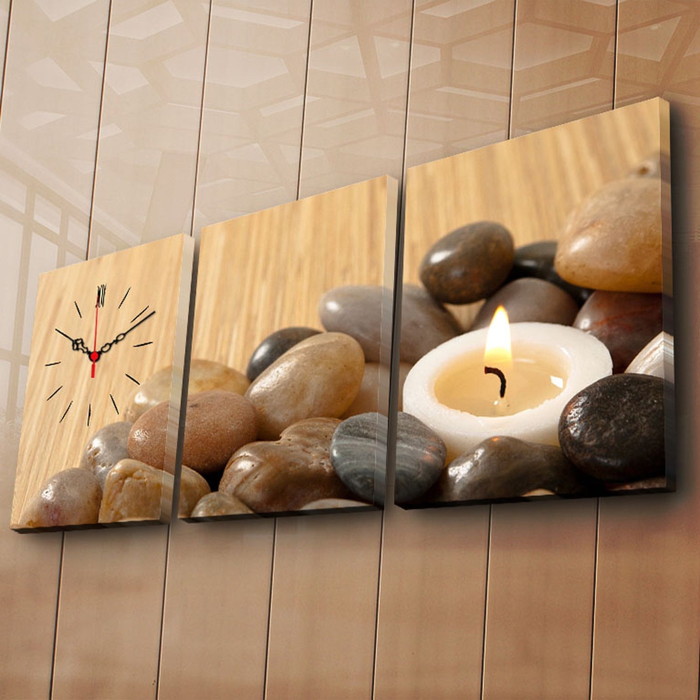 Reloj De Pared Decorativo Estilo Zen (3 Piezas)_1