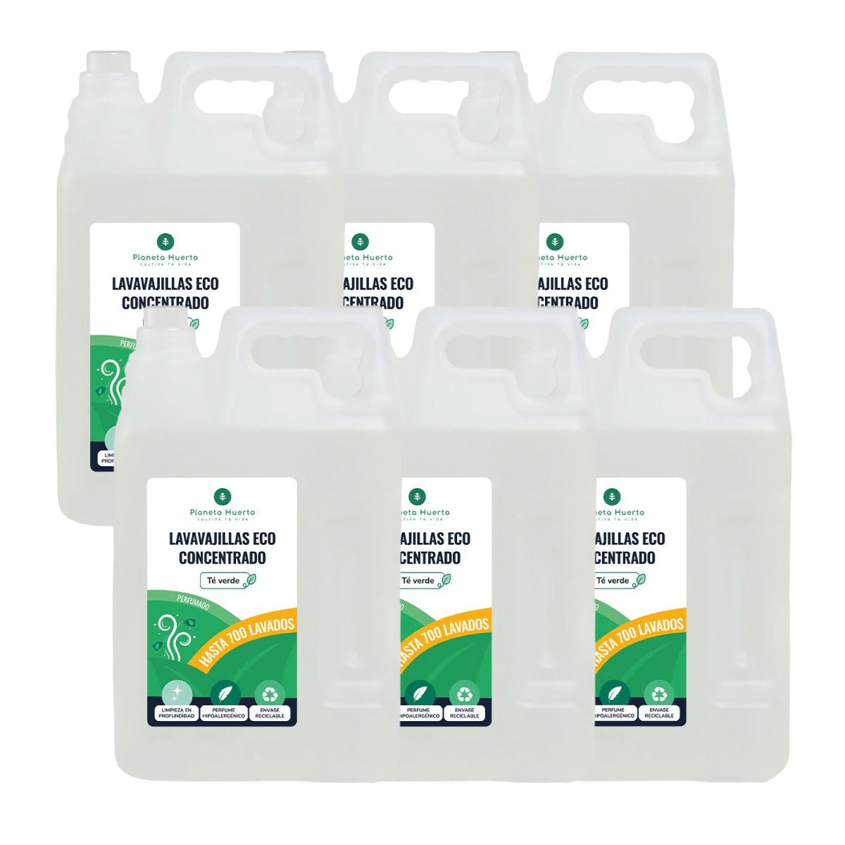 Pack 6xLavavajillas Manual  Té Verde ECO  Planeta Huerto 5l