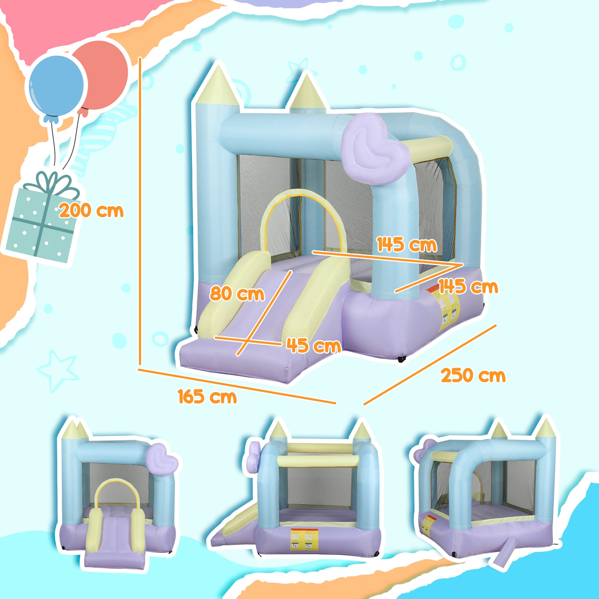 Aiyaplay Castillo Hinchable Para Niños De 3-8 Años Con Soplador Multicolor_2