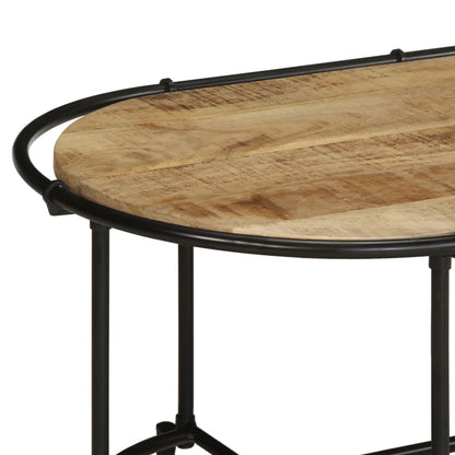 Mesa De Centro Madera Maciza De Mango Rugosa 110x55x40 Cm_4