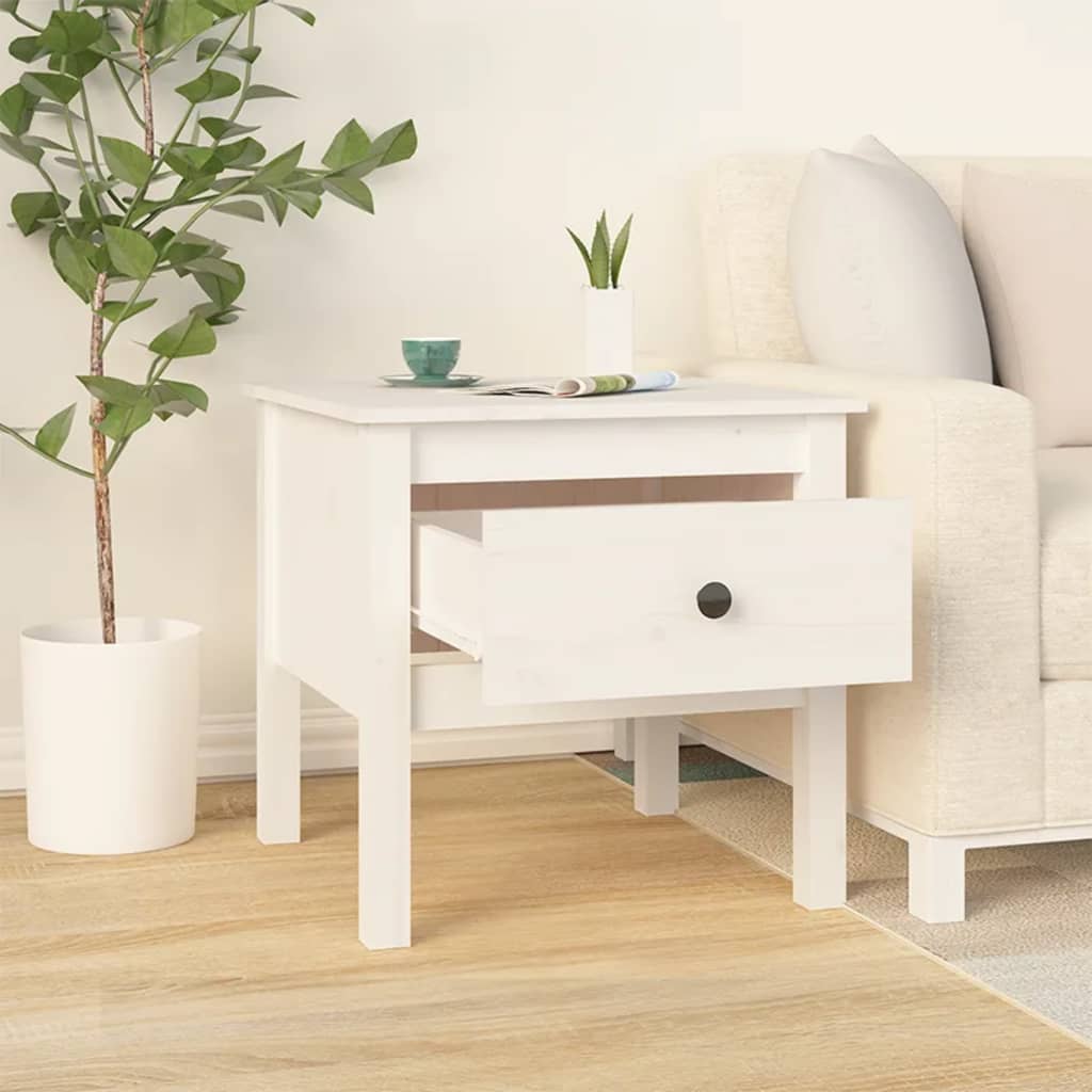 Mesa Auxiliar De Madera Maciza De Pino Blanco 50x50x49 Cm_1