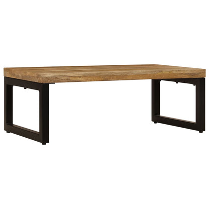 Mesa De Centro Madera Maciza De Mango Y Acero 100x50x35 Cm_0