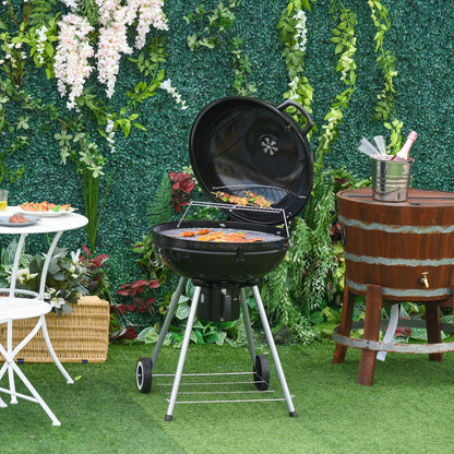 Outsunny Barbacoa Carbón Bbq Picnic Ahumador Parilla Termómetro Jardín Exterior_1