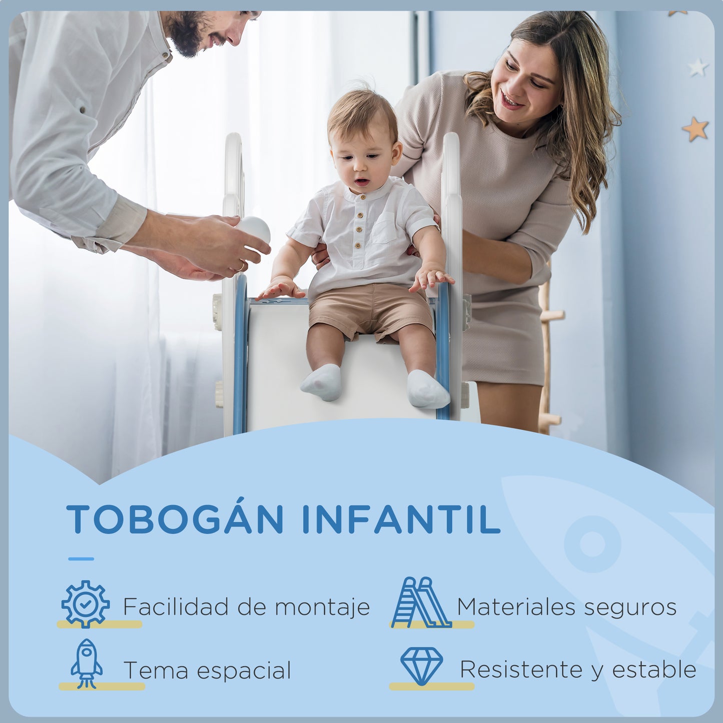 Aiyaplay Tobogán Para Niños De 18-36 Meses Con 3 Escaleras 157x46,5x80 Cm Gris_5