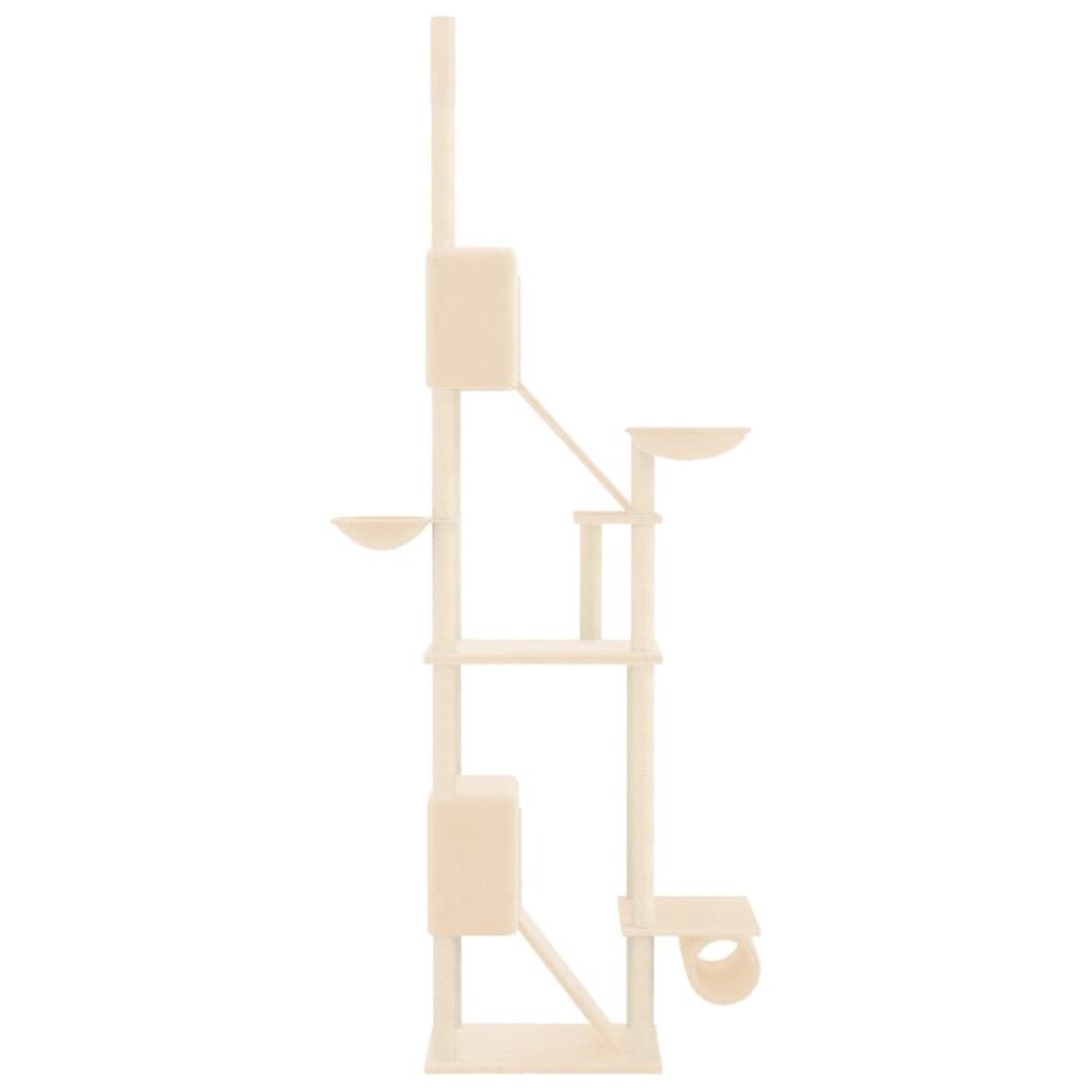 Vidaxl Árbol Rascador Para Gatos De Suelo A Techo Crema 277-303 Cm_3