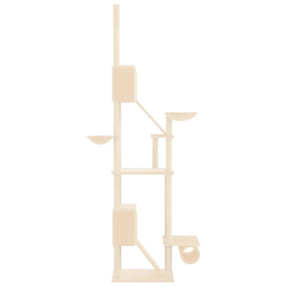 Vidaxl Árbol Rascador Para Gatos De Suelo A Techo Crema 277-303 Cm_3