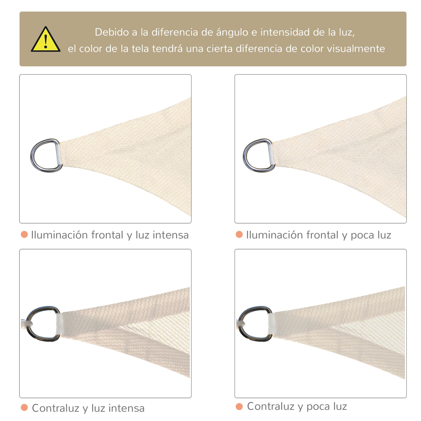 Outsunny Toldo Vela De Sombra Rectangular 4x6 M Con Anti-uv Crema_5