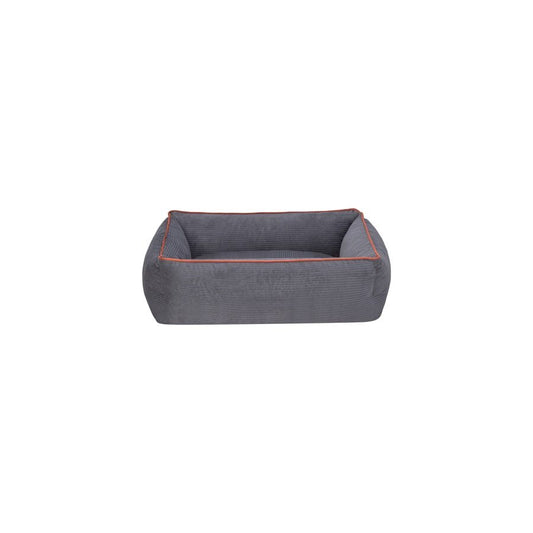 Cama Rectangular De Pana Para Perro Modelo Wuapu Alins 55x45cm Color Gris Con Detalle Canela_0
