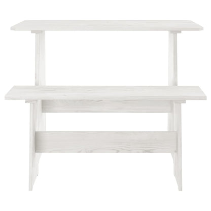 Mesa De Comedor Con Banco Reine Madera Maciza De Pino Blanco_0