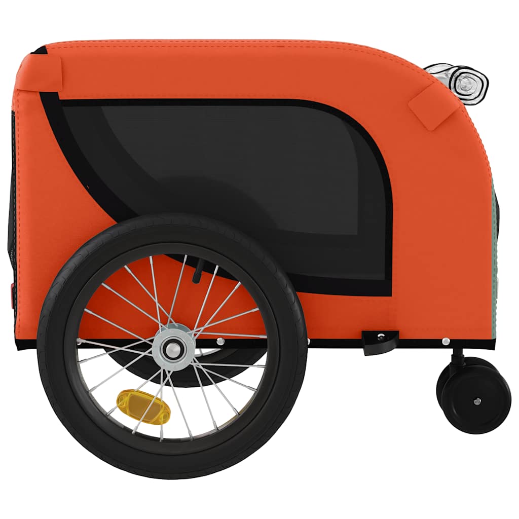Remolque De Bicicleta Mascotas Hierro Tela Oxford Naranja Negro_5