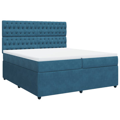 Cama Box Spring Con Colchón Terciopelo Azul Oscuro 200x200 Cm / Vetonek_3