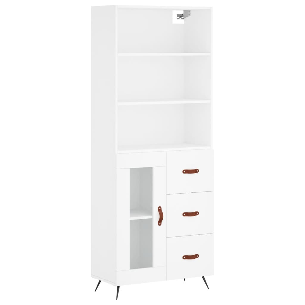 Aparador Alto Madera Contrachapada Blanco 69,5x34x180 Cm_1