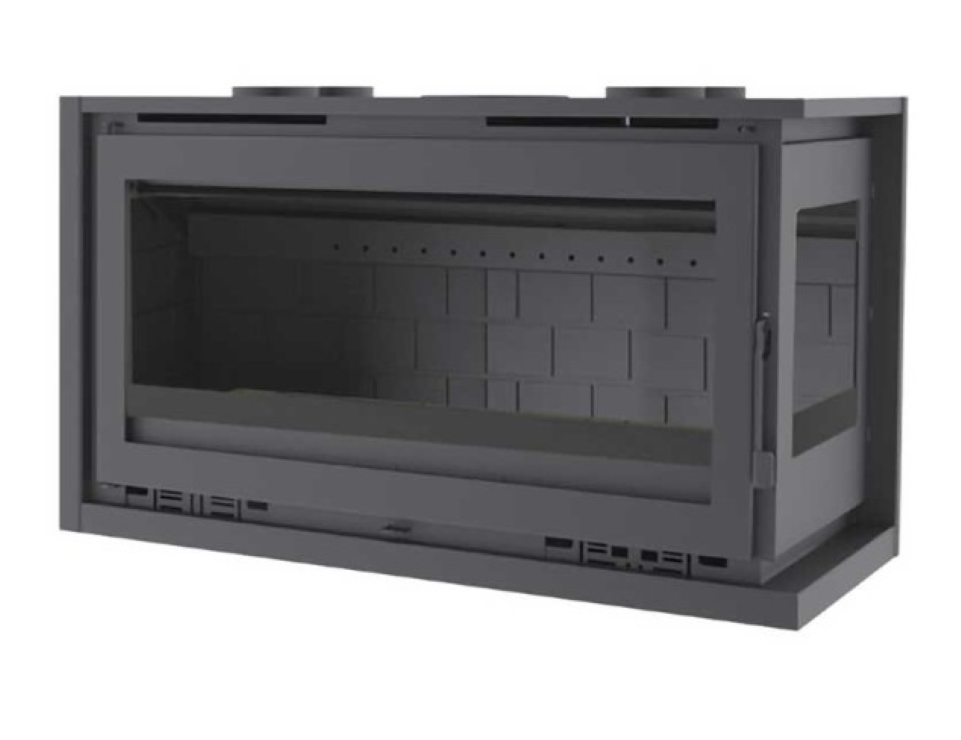 BRICOSOL Insertable de Leña 100 cm a 2 Caras Rincón Derecha con Turbinas FM Modelo IT-122 DF Interior Fundición._0