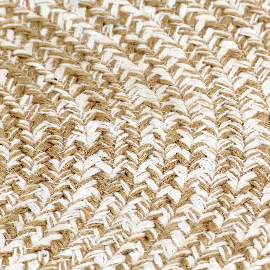 Alfombra De Yute Tejida A Mano Blanco Y Natural 150 Cm / Vetonek_0