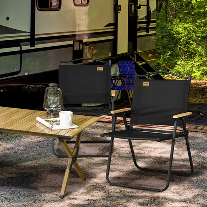 Outsunny Pack De 2 Sillas Plegable De Camping Con Reposabrazos Negro_1