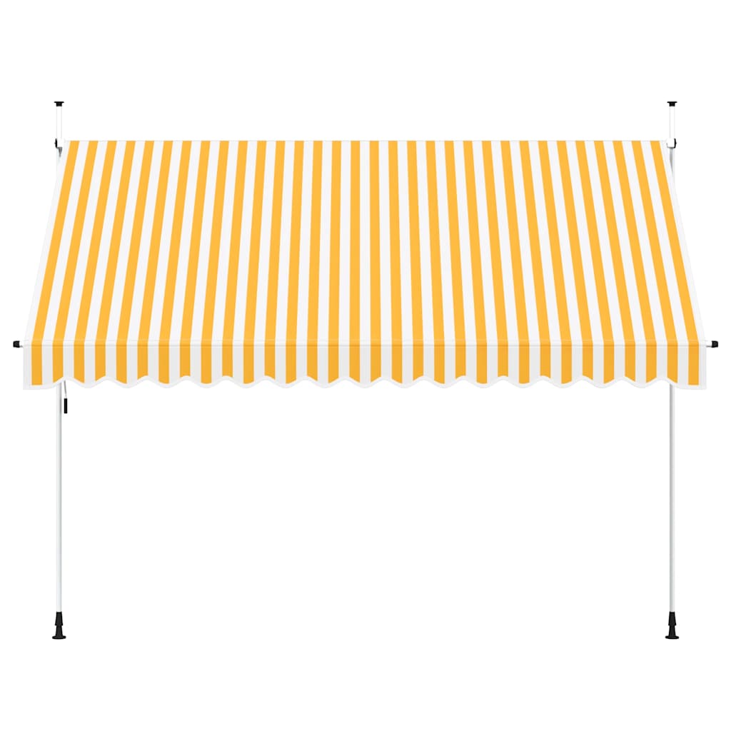 Toldo Manual Retráctil 350 Cm Naranja Y Blanco A Rayas_2