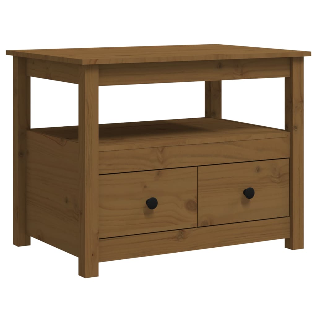 Mesa De Centro De Madera Maciza De Pino Marrón Miel 71x49x55 Cm_0