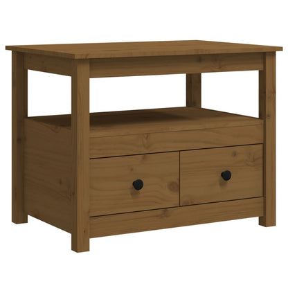 Mesa De Centro De Madera Maciza De Pino Marrón Miel 71x49x55 Cm_0