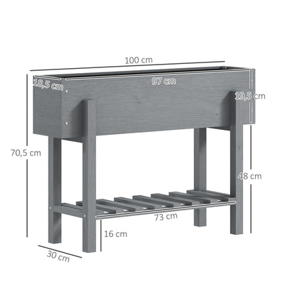 Outsunny Huerto Urbano De Madera Con Estante 100x30x70,5 Cm Gris_2