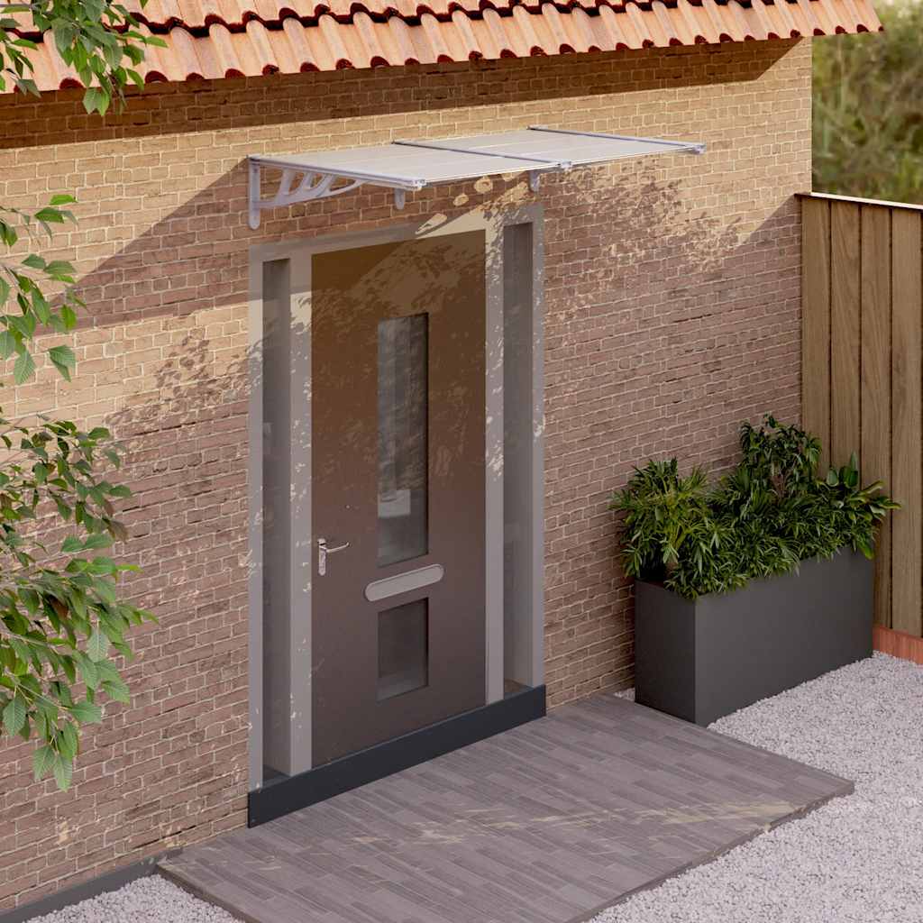 Marquesina Puerta Policarbonato Gris Y Transparente 152,5x90 Cm_1