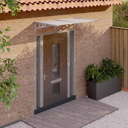 Marquesina Puerta Policarbonato Gris Y Transparente 152,5x90 Cm_1