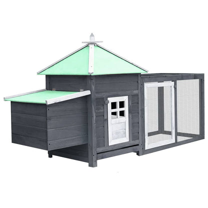 Vidaxl Gallinero Con Ponedero Madera Maciza Abeto Gris 190x72x102 Cm_0