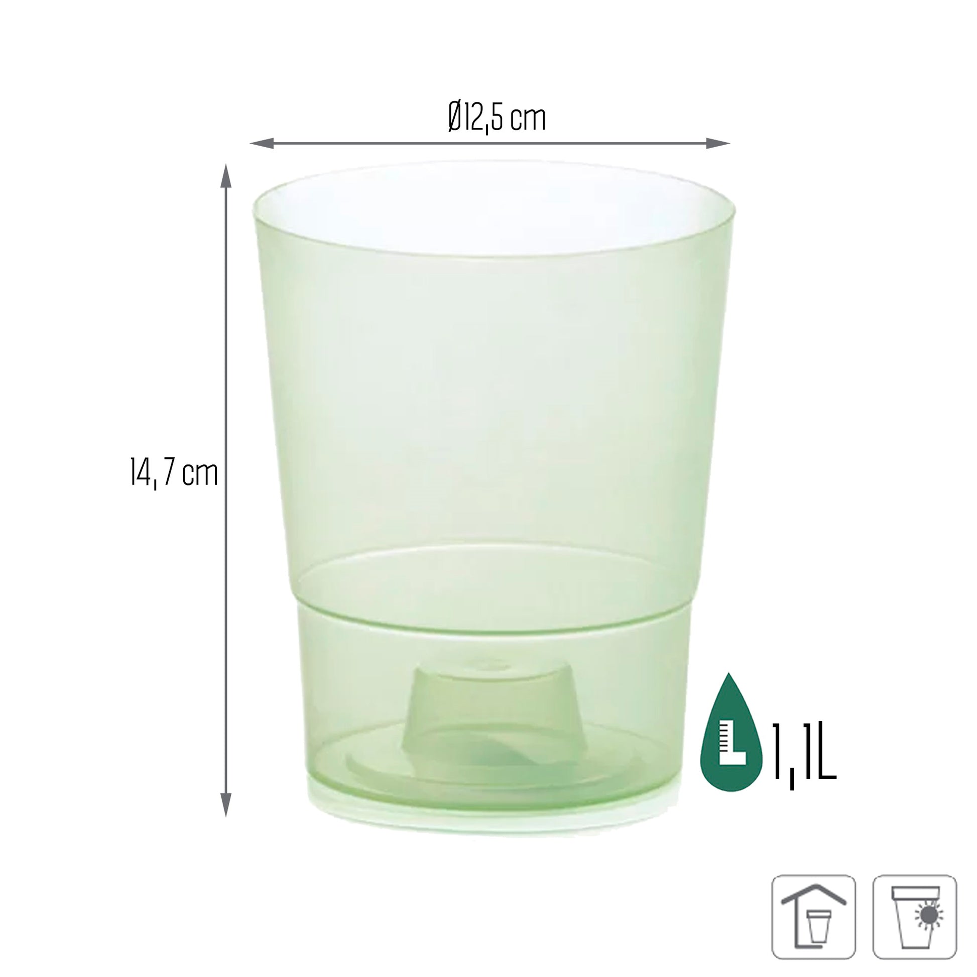Maceta Coubi Orchid 1,1l., Dimensiones (mm) 125x125x147, Color Verde Transparente_2