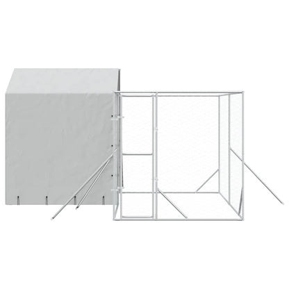 Perrera De Exterior Con Techo Acero Galvanizado Plata 4x4x2,5 M_3