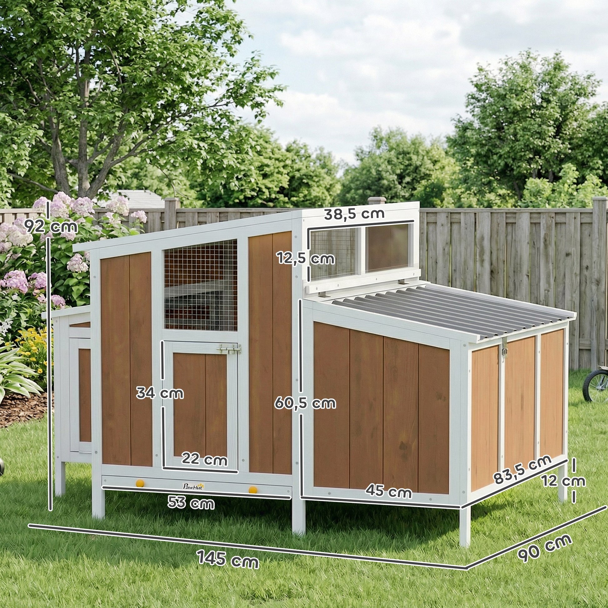 Pawhut Gallinero Para Exterior De Madera 145x90x92 Cm Para 2-4 Gallinas Marrón_2