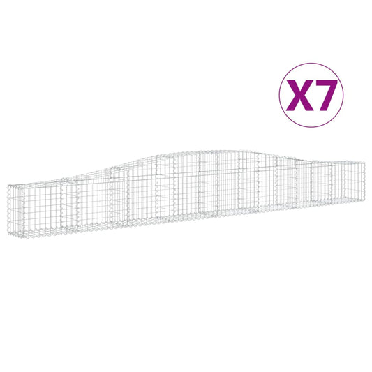 Cestas De Gaviones 7 Uds Forma De Arco Hierro 400x30x40/60 Cm_0