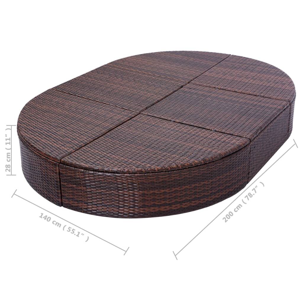 Vidaxl Tumbona De Jardín Con Cortinas De Ratán Sintético Marrón_2