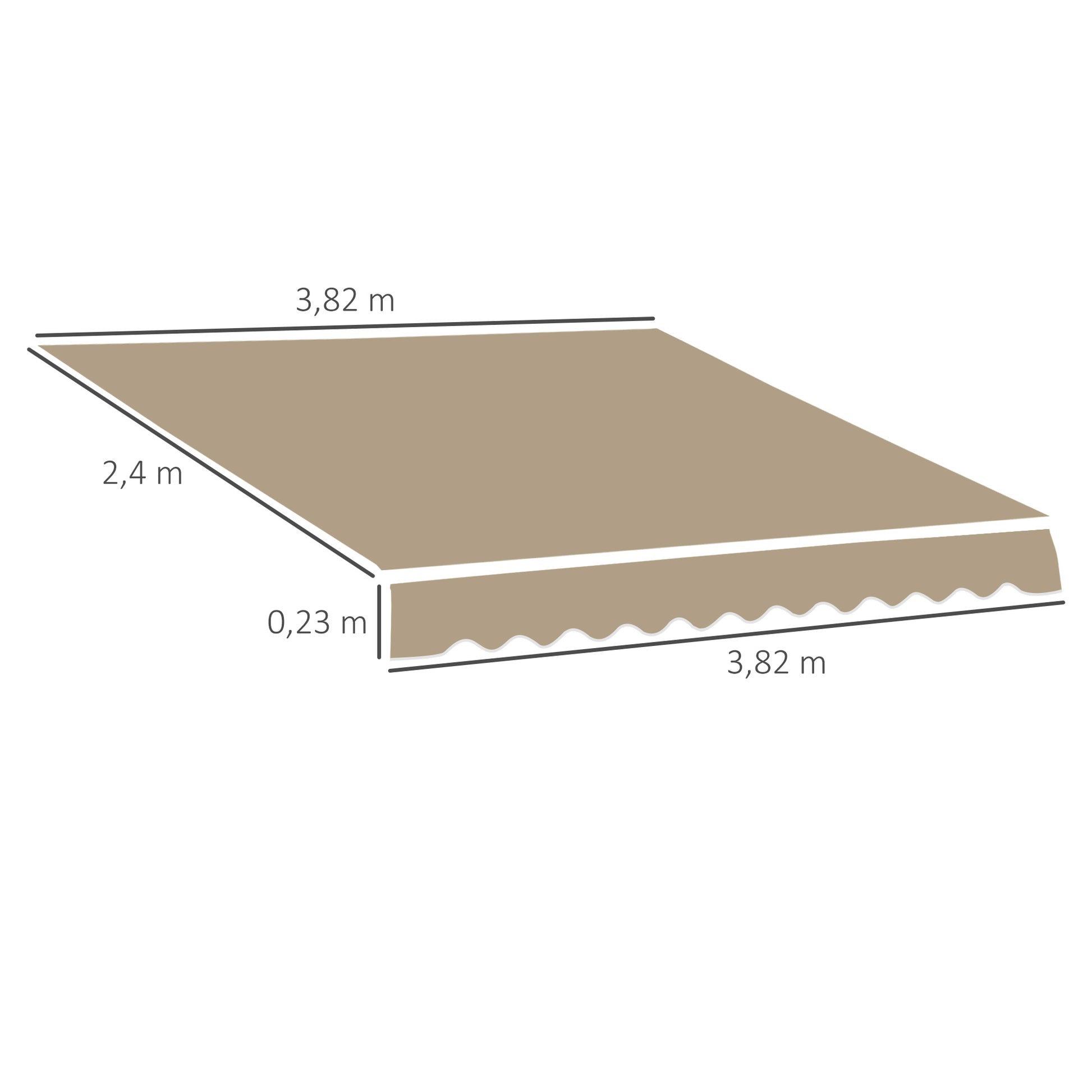 Outsunny Techo De Repuesto Para Toldo 382x240 Cm Protección Uv Beige_2