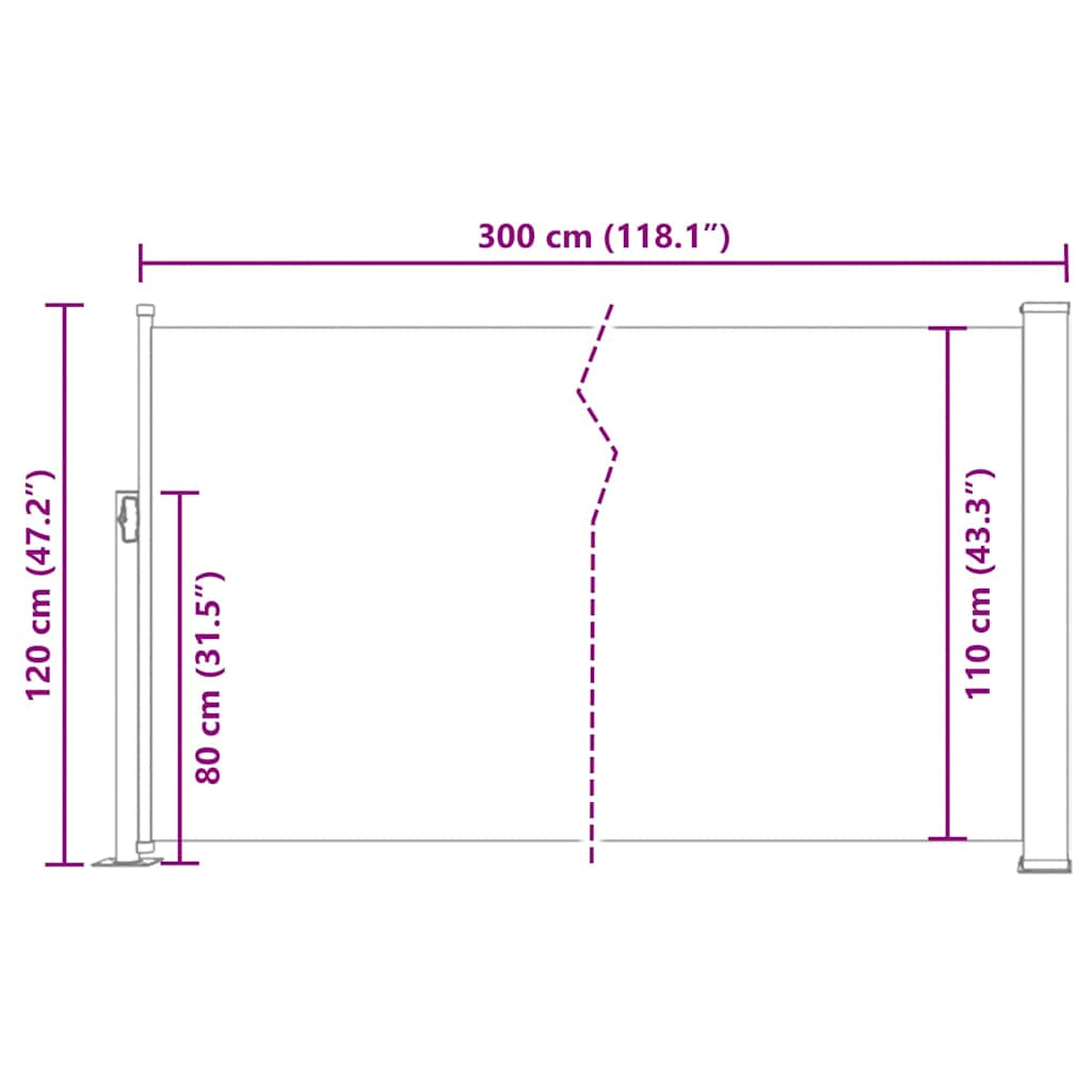 Vidaxl Toldo Lateral Retráctil 120x300 Cm Marrón_2