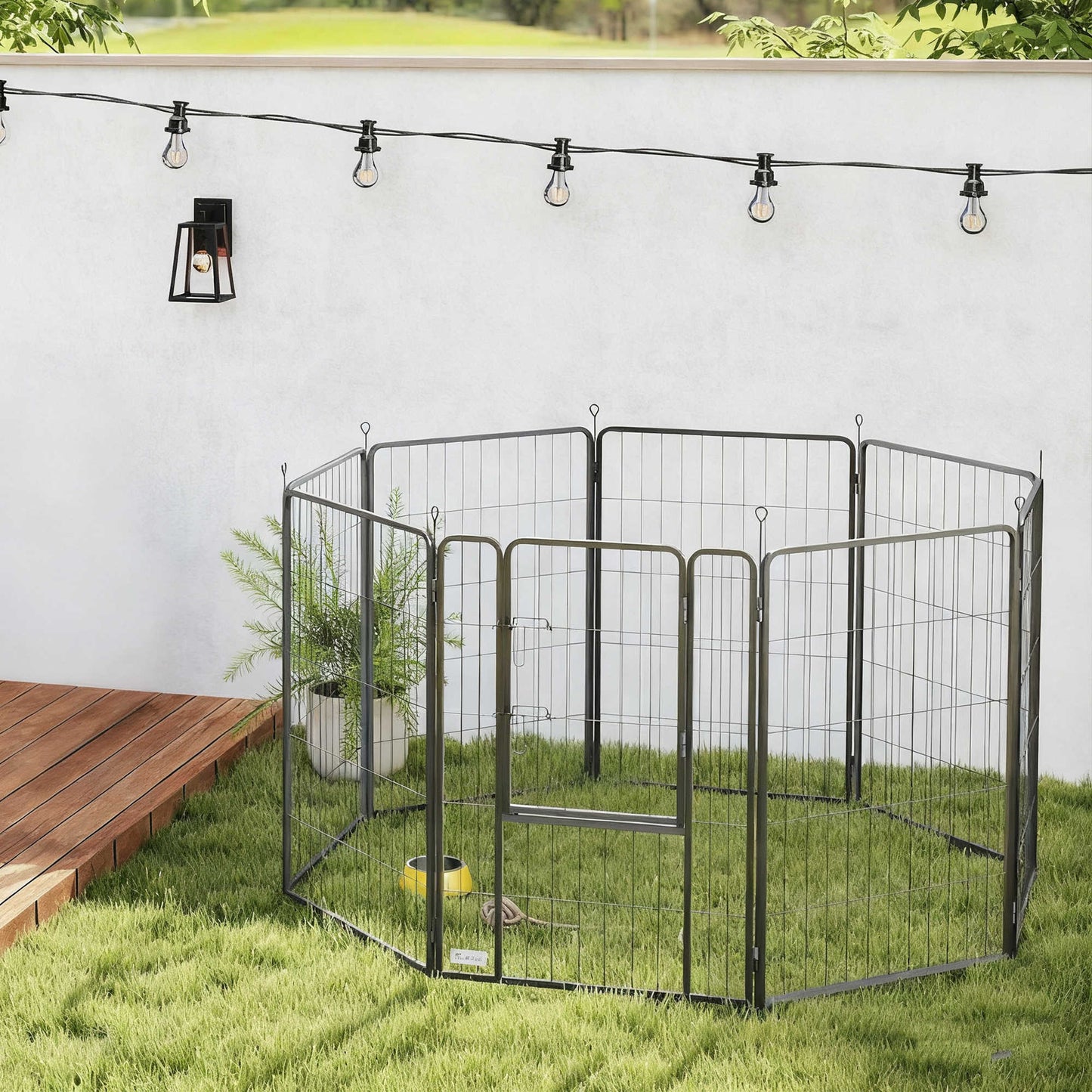 Pawhut Parque Para Perros De 8 Paneles De 100 Cm De Altura Con Puerta Negro_1