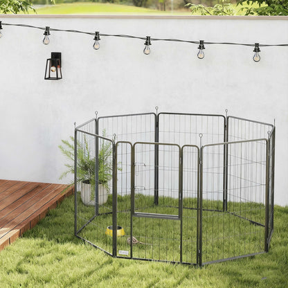 Pawhut Parque Para Perros De 8 Paneles De 100 Cm De Altura Con Puerta Negro_1
