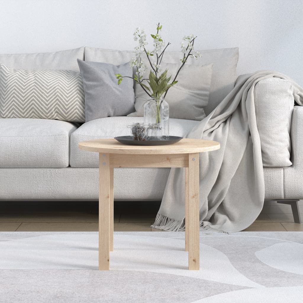 Mesa De Centro De Madera Maciza De Pino Ø 55x45 Cm_1