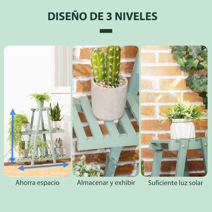 Outsunny Soporte De Madera Para Plantas 3 Niveles Interior Exterior 76x26x76 Cm_4