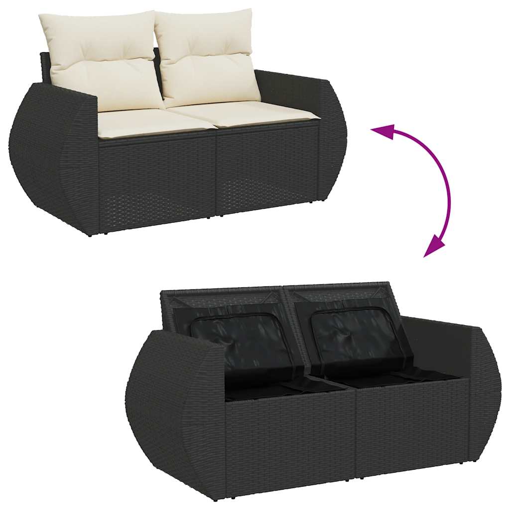 Set De Sofás De Jardín 7 Pzas Con Cojines Ratán Sintético Negro / Vetonek_2