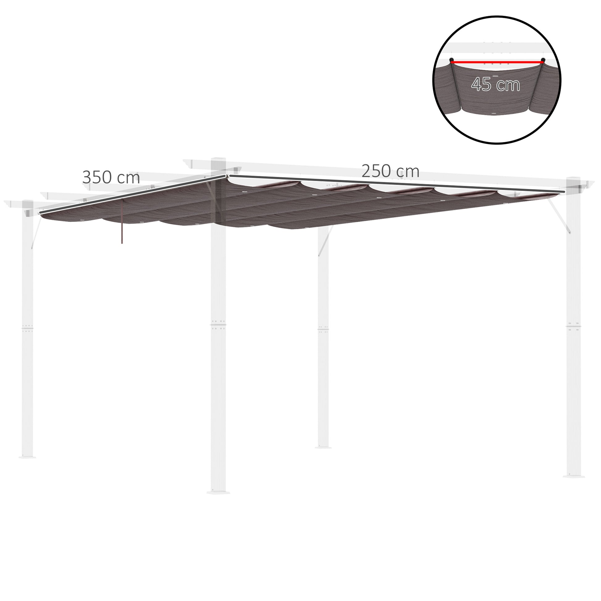 Outsunny Cubierta Para Pérgola Retráctil 3,5x2,6 M Para Marco De 4x3 M Café_2