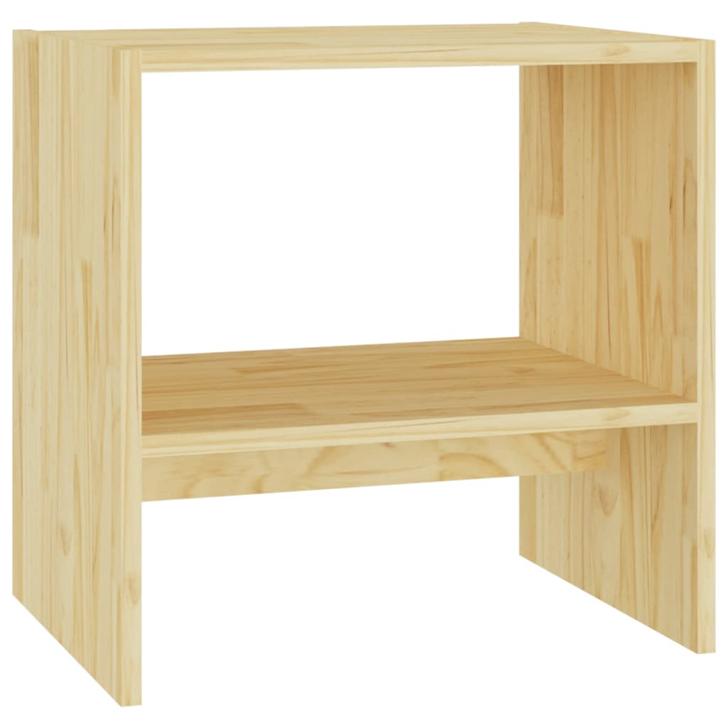 Mesita De Noche Madera Maciza De Pino 40x30,5x40 Cm_0