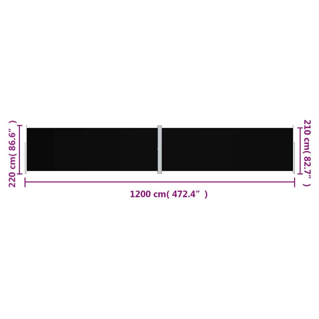 Vidaxl Toldo Lateral Retráctil Negro 220x1200 Cm_2