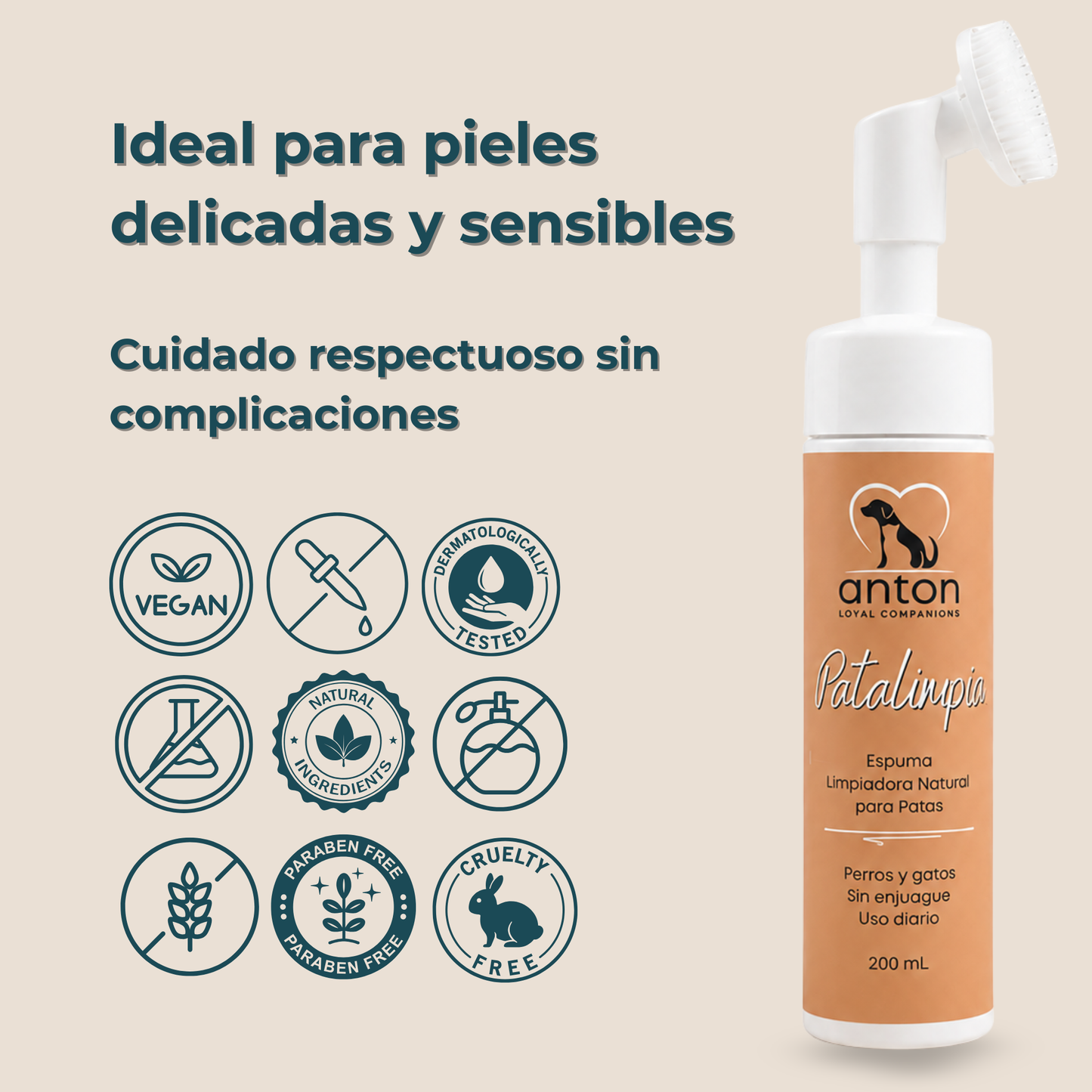 Espuma limpiadora natural para la higiene de las patas de perros y gatos – 200 ml_5