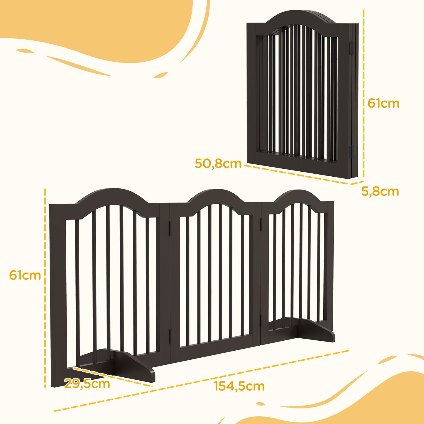 Pawhut Barrera De Seguridad Plegable De Perros Pequeños 154,5x29,5x61 Cm Café_2