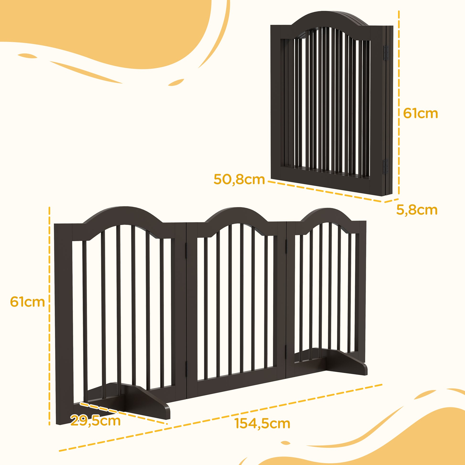 Pawhut Barrera De Seguridad Plegable De Perros Pequeños 154,5x29,5x61 Cm Café_2