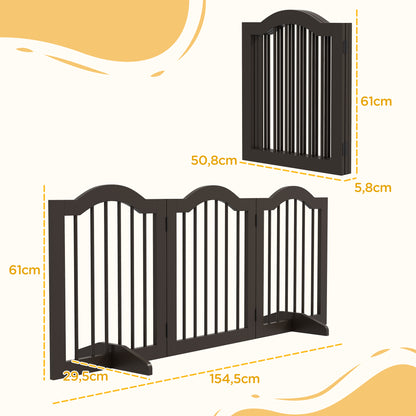 Pawhut Barrera De Seguridad Plegable De Perros Pequeños 154,5x29,5x61 Cm Café_2